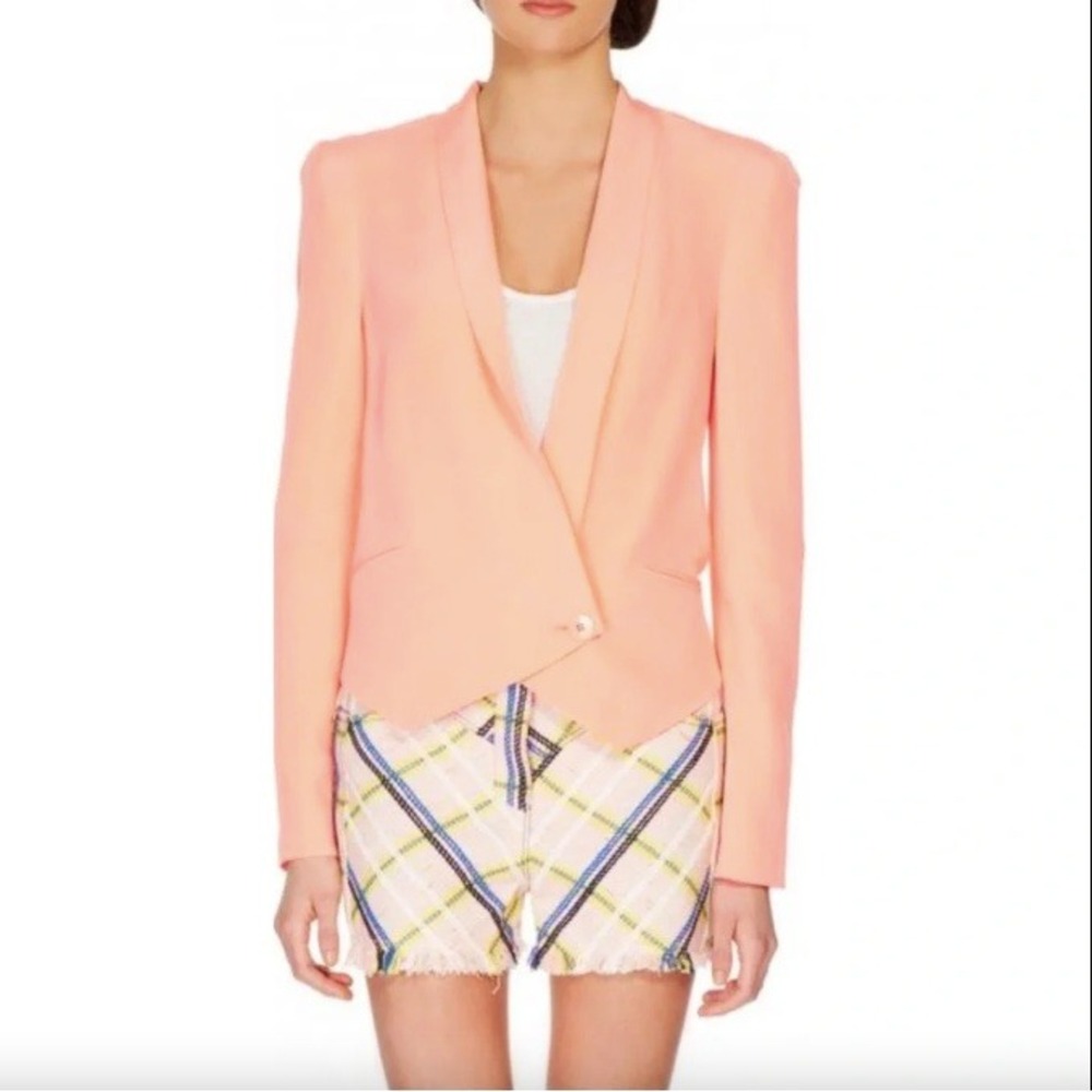 Rebecca Taylor Becky Peach 100% Silk Cropped Shawl Collar Blazer | Size 4